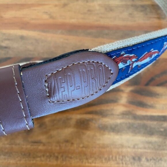 Zep-Pro Navy and Beige Canvas Cloth Fish Belt - Size 40 - Picture 4 of 7